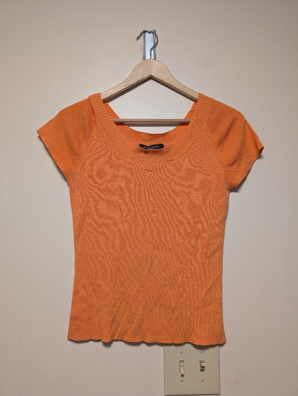 Etcetera Orange Rayon Cotton Knit Scoop Neck Top Size Medium